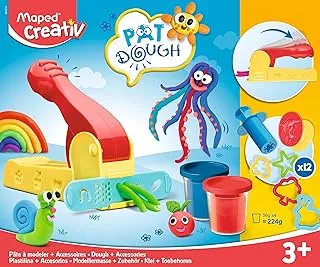 Maped Creativ Pat Dough Modeling Clay Set with 4 Colors and 12 Accessories