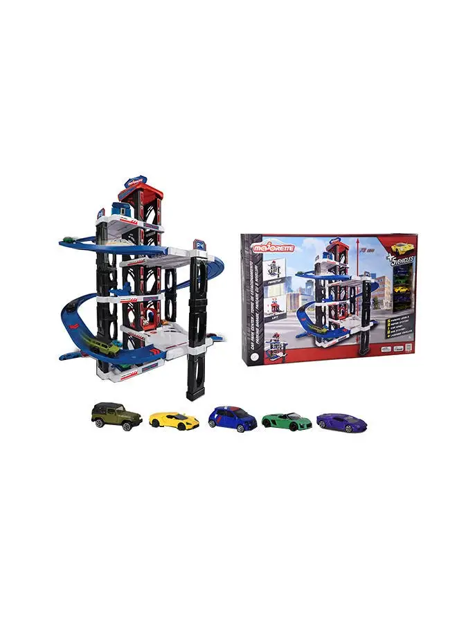 Majorette Motor Lift Center + 5 Cars