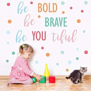 IARTTOP Inspirational Quote Wall Decal,Be Bold Be Brave Be You Tiful with Colorful Polka Dot Wall Sticker,Motivational Sayings Decals for Classroom Kids Room Nursery Wall Decor