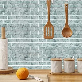 Homeme Tile Stickers Self Adhesive Splashback Non-slip Waterproof 3D Tile Stickers Wall Tiles DIY Sticker for Bathroom Kitchen Decoration （Size:15cm*30cm/18pcs）