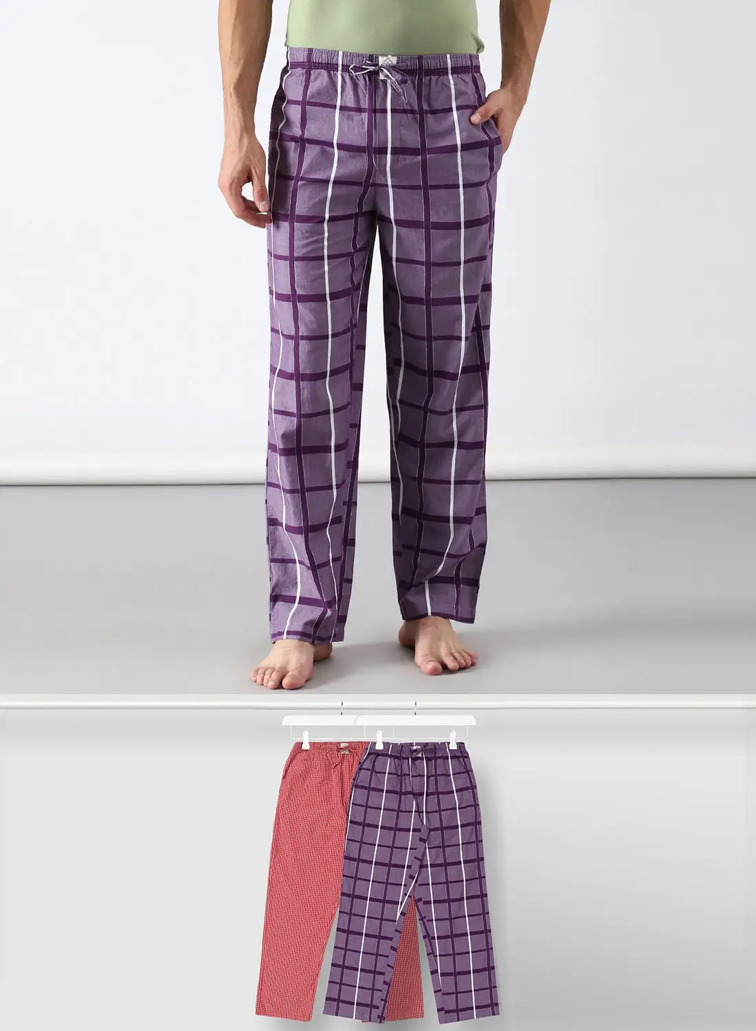 ABOF 2 Pack Lounge Pants Sets Red/Purple