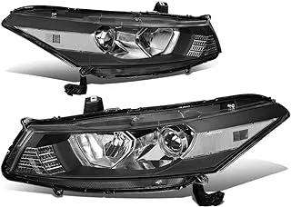 DNA MOTORING Hl-Oh-Ha082D-Bk-Cl1-T2 Black Housing Oe Style Projector Headlights Replacement Compatible With 08-12 Honda Accord 2-Dr Coupe