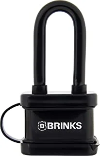 Brinks - 40mm laminated steel weather resistant padlock with 2 shackle - vinyl wrapped and chrome plated with hardened steel shackle, 172-42051 - Black