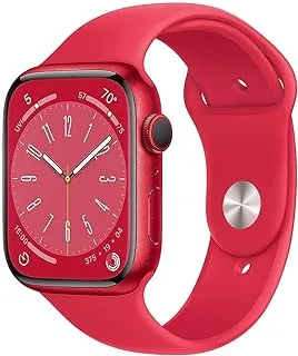 New Apple Watch Series 8 (GPS + Cellular 45mm) Smart watch - (PRODUCT)RED Aluminium Case with (PRODUCT)RED Sport Band - Regular. Fitness Tracker, Blood Oxygen & ECG Apps, Water Resistant