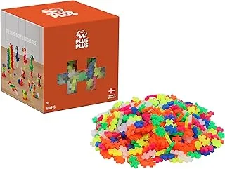 PLUS - Open Play Set 600 Piece Color Mix, Construction Building Stem Toy, Interlocking Mini Puzzle Blocks for Kids Neon 3311