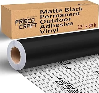 Frisco Craft Matte Black من الفينيل الدائم - 12 بوصة × 30 قدمًا من الفينيل الأسود ، صفائح فينيل لاصقة متوافقة مع Cricut و Silhouette و Cameo