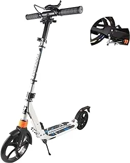 Coolbaby adult scooter with dual suspension, hight-adjustable urban scooter | folding kick scooter with big wheels for teens kids age 12 up€¦- White