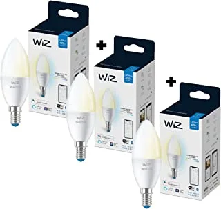 شمعة لمبة ذكية WiZ LED C37 E14 470lm Wi-Fi (متوافقة مع Google Assistant و Alexa و Siri) - حزمة من 3 لمبات ملونة ، ضمان لمدة عامين