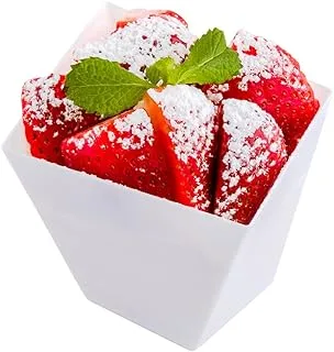 Plastic Dessert Dish, Fruit Snack Dish - Premium 5.5 oz White Large Girata 100ct Box Restaurantware