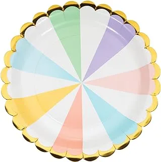 Pastel Celebrations Dinner Plates Foil 8.8In 8ct