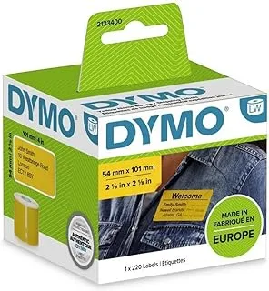 DYMO Authentic LabelWriter ملصقات شحن كبيرة / شارات الاسم | طباعة سوداء على أصفر | 54 مم × 101 مم | لاصق ذاتي | لفة من 220 ملصق سهل التقشير | لصانعي ملصقات LabelWriter | صنع في أوروبا