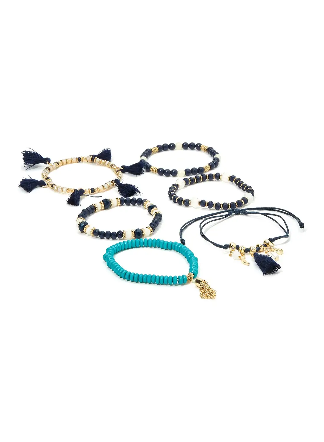 Rocawear Fatima Charms and Beads Stackable Bracelet Set