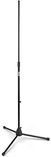 On-Stage MS7700B Tripod-Base Mic Stand (Setup for Vocal and Instrument Microphones, Adjustable Height, 5/8″-27 Threading, Portable, Folding, Nonslip Rubber Feet, Cable Clip, Steel, Black)