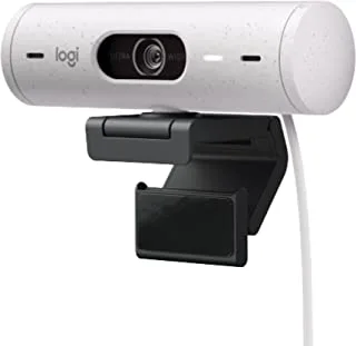 Logitech Brio 500 Full HD Webcam with Auto Light Correction,Show Mode, Dual Noise Reduction Mics, Privacy Cover, Works Microsoft Teams, Google Meet, Zoom, USB-C Cable - Off White