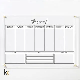 Kreative Koncepts Dry Erase Planner Acrylic Wall Board, 60 x 40 cm Size, Clear