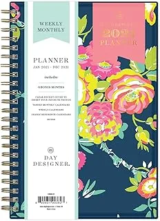 Blue Sky Day Designer for Blue Sky 2021 Weekly & Monthly Planner, Flexible Cover, Twin-Wire Binding, 12.7 cm x 20.3 cm, Peyton Navy (103620-21)