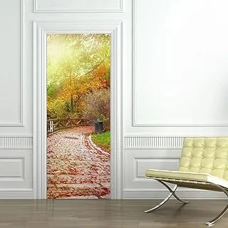 Tifege 3D Door Murals Peel and Stick Wall Sticker Wallpaper DIY Home Art Decals Decoration Poster Removable Self-Adhesive Stone Road 30.3x78.7 DM055