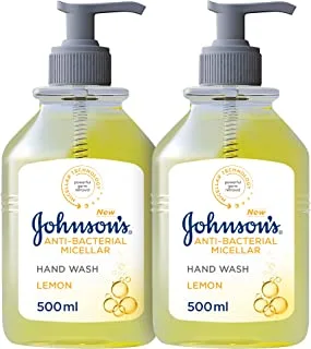 Johnson's Vita-Rich, Replenishing Hand Wash, with Lemon, Pack of 2x500ml, pH balanced, Naturally Derived Ingredients, Enriched with Glycerin, Long-Lasting Gentle Hydration and Moisturization