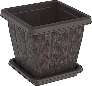 Cosmoplast 10L Cedargrain Square Planter with Tray