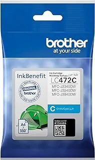 Brother Genuine LC472C Cyan Printer Ink Cartridge, Prints up to 550 pages