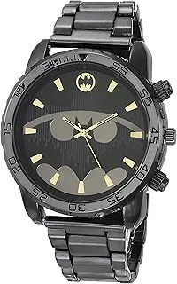 DC Comics Accutime Batman Men's Analog-Quartz Watch in Gun Metal with Gold Batman Logo Details (Model BAT8073AZ), GunMetal, Quartz Watch