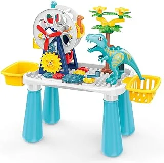 Little Story DIY Dinosaur Ferris Wheels Blocks Table(52pcs), STEM Series - Multicolor