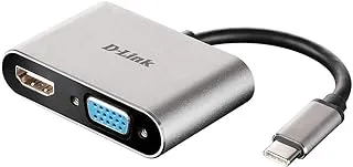 D-Link USB C to HDMI & VGA Adapter Cable, Type 3.0 Thunderbolt 3 4K 1080P Display Mirroring Plug n Play Compact Design (DUB-V210-US)