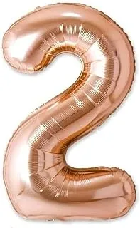 PARTY TIME - Champagne Gold Number 2 Foil Balloon - Large Mylar Balloon Party Decorations | Number 2 Foil For Hanging Balloons Wedding Anniversary Birthday Party Decorations (40 Inches)