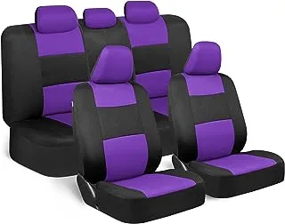 BDK PolyPro Car Seat Covers Full Set in Purple on Black – Front and Rear Split Bench Seat Covers for Cars, Easy to Install Car Seat Cover Set, Car Accessories for Auto Trucks Van SUV