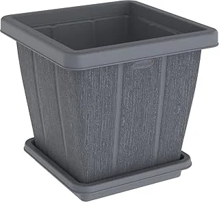 Cosmoplast 45L Cedargrain Square Planter with Tray