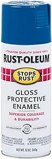 Rust-OlEUm يوقف طلاء المينا الواقي من الصدأ - 7727830-12 Oz ، Royal Blue