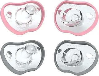 Nanobebe Flexy Baby Pacifiers 3+ Months - Orthodontic, Lightweight and Vented, Curves Comfortably with Face Contour, 100% Silicone BPA Free, Perfect Registry Gift 4 pack, Pink/Grey