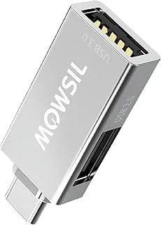 Mowsil USB-C to USB 2 Port 3.0 Adapter, Type C Male to Type A Female Converter Compatible 2021-2016 MacBook Pro, New iPad Pro/Mac Air/Surface, Phone/Tablet, Grey color