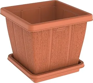 Cosmoplast 30L Cedargrain Square Planter with Tray