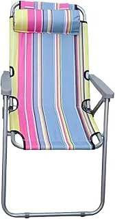 GO2CAMPS Foldable Camping Chair with Head Rest and Adjustable Heavy Quality (Pink Line) | Sadu Chair | Foldable Chair | Garden Chair | Fishing Chair | Travel Chair | Picnic Chair and Festival chair