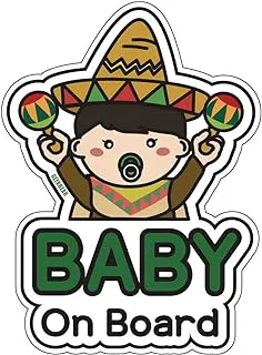 GEEKBEAR Baby on Board Sticker للسيارات (09. Hispanic Boy)