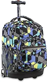 J World Sunrise Kids Rolling Backpack for Girls Boys. Roller Bookbag With Wheels For School