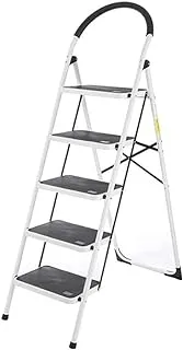 Showay LC-5S-LDR-WH-02 Foldable Platform Steps Steel Ladder White (5 STEPS)