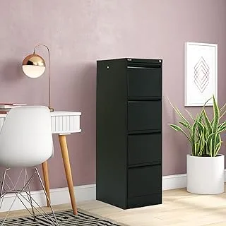 RIGID Steel Vertical Filing Cabinet Large Storage steel Cabinet, Metal Portable Cabinet with 4 Drawers for Legal Size (Black)