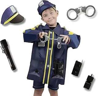 FITTO 742383954340 Costume For Kids Dubai Police Officer Set, Blue Uniform, One Size