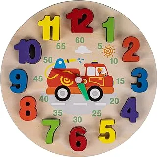 Baybee Wooden Teaching Clock Learning Time Kids Toys, Wooden Clock Toy Digital Numbers Color Shape Sorting Block, Preschool Learning Educational Baby Toys Block for Kids 3+ Years Boys Girls