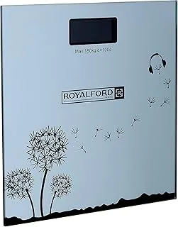 Royalford Health Scale, LCD Digital Display Scale, Non-Slip, RF10502 | Super Slim Digital Body | Instant Reading Step-On Feature | Toughened Glass | Black Weight Bathroom Scales