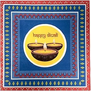 Set of 16 Happy Diwali Diya Paper Disposable Dinner Napkins Tissues for Diwali Party Tableware Supplies