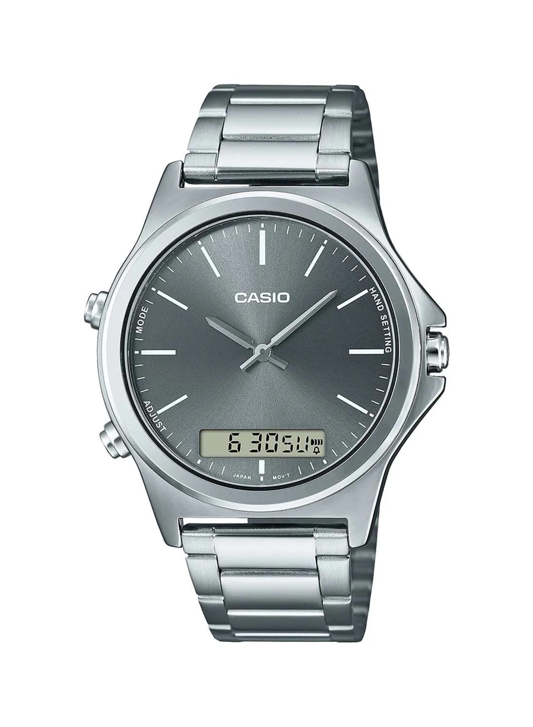 CASIO Analog Plus Digital Round Waterproof Wrist Watch With Stainless Steel MTP-VC01D-8EUDF