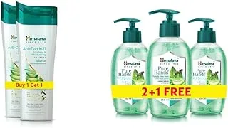 Himalaya Since 1930 Anti Dandruff Soothing & Moisturizing Shampoo Fights Dandruff & Soothes Scalp - 2x400ml & Purehands Hand Wash Soap Tulsi & Aloe Vera Effectively Protects Hands from Germs -3x250ml
