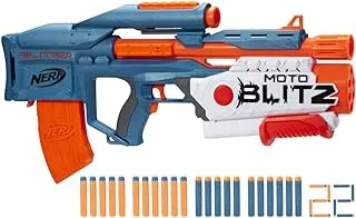 Nerf Elite 2.0 Motoblitz Blaster Toy, 2 Blast Modes, Motorized 10-Dart Blasting & Airblitz 6 Darts At Once, 10 Dart Clip, 22 Elite Darts - Fun Kids Toy, gift toy for kids Ages 8+