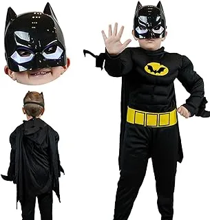 FITTO Batman costume play set for kids: Bat Costume for kids, Avengers Costume, Super Heroes Costume for Kids, Kids Costumes for Boys, Pretend play, clothing with pants, Mask and accessories, Large