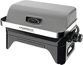 Campingaz Gas BBQ Attitude2go CV ، شواية محمولة منخفضة التدخين ، شواية تخييم ، شواية منضدية ، شواء مع غطاء ، ميزان حرارة وشبكة من الحديد الزهر ، يعمل على CV 470 Plus خرطوشة غاز