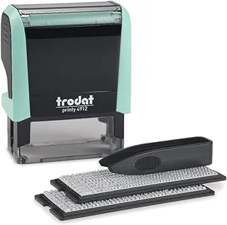 Trodat Printy 4912 Self Inking Pastel Green Do it Yourself (DIY) 4 line Personalized Custom Message or Address Stamp kit with Black Ink, Impression Size: 3/4” x 1-7/8” inch (180858)