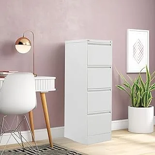 RIGID Steel Vertical Filing Cabinet Large Storage steel Cabinet, Metal Portable Cabinet with 4 Drawers for Legal Size (White)